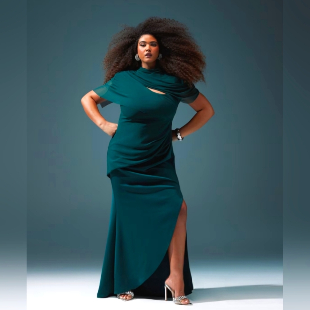 ASOS DESIGN Curve Draped Mesh Gown
